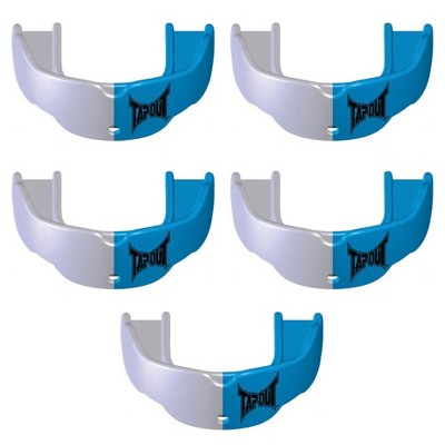Tapout Youth Protective Sports Mouthguard with Strap 5-Pack - Columbia Blue/White