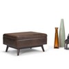 Gulches Distressed Chestnut Brown Coffee Table Storage Ottoman - 26"D¡Á34.1"W¡Á18.5"H, Vegan Faux Leather, Child-Safe Hinge, Mid-Century Style - 3 of 4