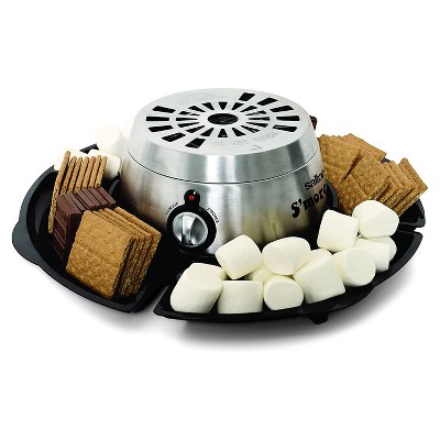 Salton SP1717 Indoor Electric S'more and Fondue Maker Kitchen Appliance with 4 Roasting Forks and Enclosed Heating Element, Silver/Black