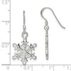 Black Bow Jewelry Sterling Silver Polished and Satin CZ Snowflake Dangle Earrings - 4 of 4