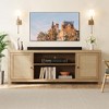 Boho TV Stand for 75 Inch, Rattan Entertainment Center With 2 Doors and Adjustable Shelves - 2 of 4