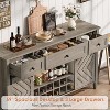 GustoWave 59.06" Farmhouse Sideboard, 33.4" High, with 3 Drawers, Adjustable Shelves and Removable Wine Rack, Gray - 3 of 4