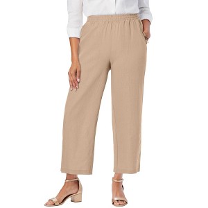 Jessica London Wide Leg Linen Crop Pant - 1 of 4