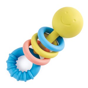 Hape: Rattling Rings Teether, Safe Chew, Pastel, 0mo - 1 of 4