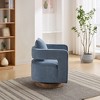 29.1'' Linen Blend Swivel Open Back Accent Chair with Weathered Solid Wood Base, Comfy Cushion and Pillow Included - 4 of 4