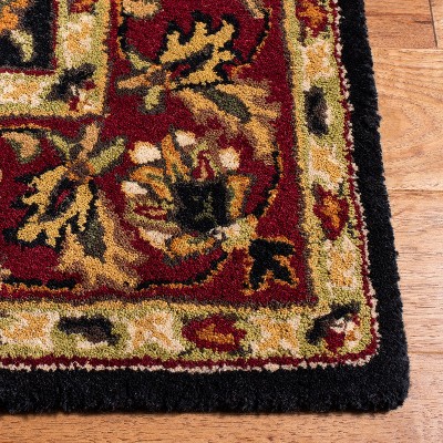 Hand-Tufted Black and Red Wool Runner Rug, 2'3" x 22'