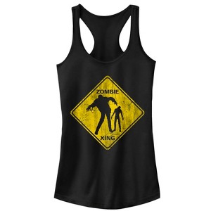 Juniors Womens Lost Gods Halloween Zombie Crossing Racerback Tank Top - 1 of 4