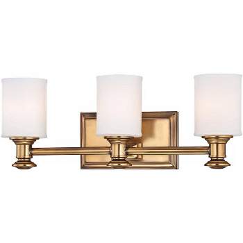 Minka Lavery Modern Wall Light Liberty Gold Hardwired 19" 3-Light Fixture Etched Opal Glass Shade for Bathroom Vanity Living Room