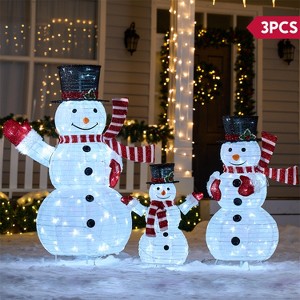 Joyfy Christmas Lights Outdoor, 3 Pcs 3D Collapsible Snowman Yard Lights with 270 LEDs for Garden Outdoor Christmas Decorations, Eve Night Decor - 1 of 4