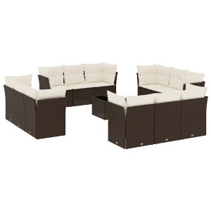 vidaXL Garden Sofa Set Brown, Cream white - 1 of 4