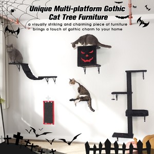 DOMETOUR 5 Pcs Wall Mounted Cat Climber Set, Floating Cat Shelves and Perches, Cat Activity Tree with Scratching Posts - 1 of 4