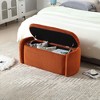 CAVINAS Oval Corduroy Storage Ottoman Bench with Safety Hinge,Upholstered Storage Ottoman,Storage Bench for Living Room,Bedroom - 2 of 4
