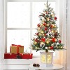 3FT/4.5FT Prelit Snow Flocked Christmas Tree, 78 LED, Tabletop Xmas Tree with Different Base for Decor - 3 of 4