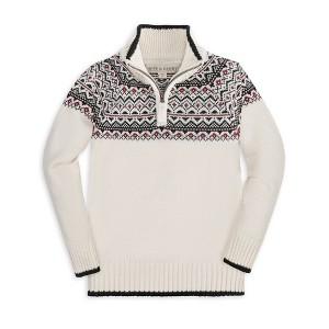 Hope & Henry Boys' Organic Long Sleeve Half Zip Raglan Ski Sweater, Ivory City Fair Isle, 12-18 Months - 1 of 4