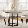 Homhougo Round Dining Table for 4, 38.6 Inch Wood Dining Room Table with Storage Shelf Gray - 3 of 4