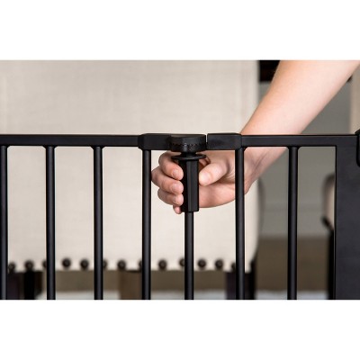 Black Steel Widespan Safety Gate with Walk-Through Door