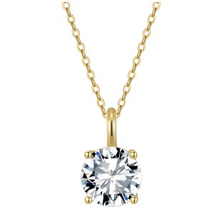 Round Solitaire Necklace for Women Sterling Silver 4 Ct 8A Cubic Zirconia Pendant 16-18" Chain by Ginger Lyne Colelction - 1 of 4