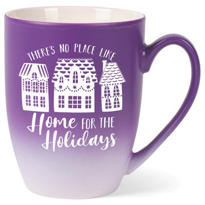 Elanze Designs There's No Place Like Home For the Holidays Two Toned Ombre Matte Purple and White 12 ounce Ceramic Stoneware Coffee Cup Mug