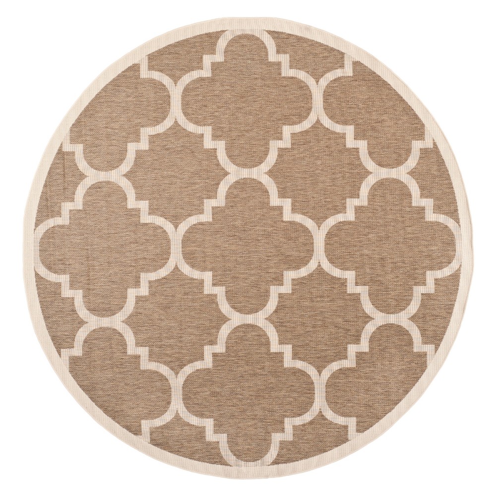 7'10in Richmond Round Outdoor Rug Brown - Safavieh