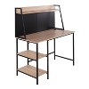 Vynxaria Contemporary Desk - Black Steel Frame & Natural Wood Top, Multiple Storage Shelves, 100lbs Weight Limit, Indoor Use - 2 of 4