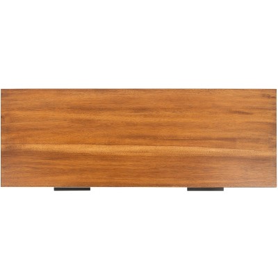Marquise Brown Mahogany and Black Metal Console Table with Storage