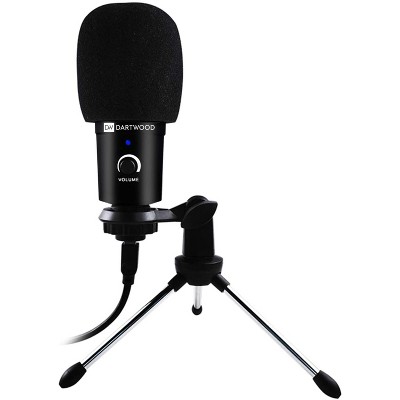 Dartwood Condenser Studio Microphone - Plug and Play USB Powered for Windows, Apple MacBook, Laptops, PC, TVs with Adjustable Tripod and Shock Mount