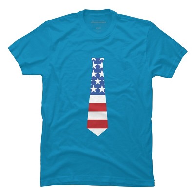 Men's Design By Humans Fourth Of July Simple American Flag Tie By FreshDressedTees T-Shirt