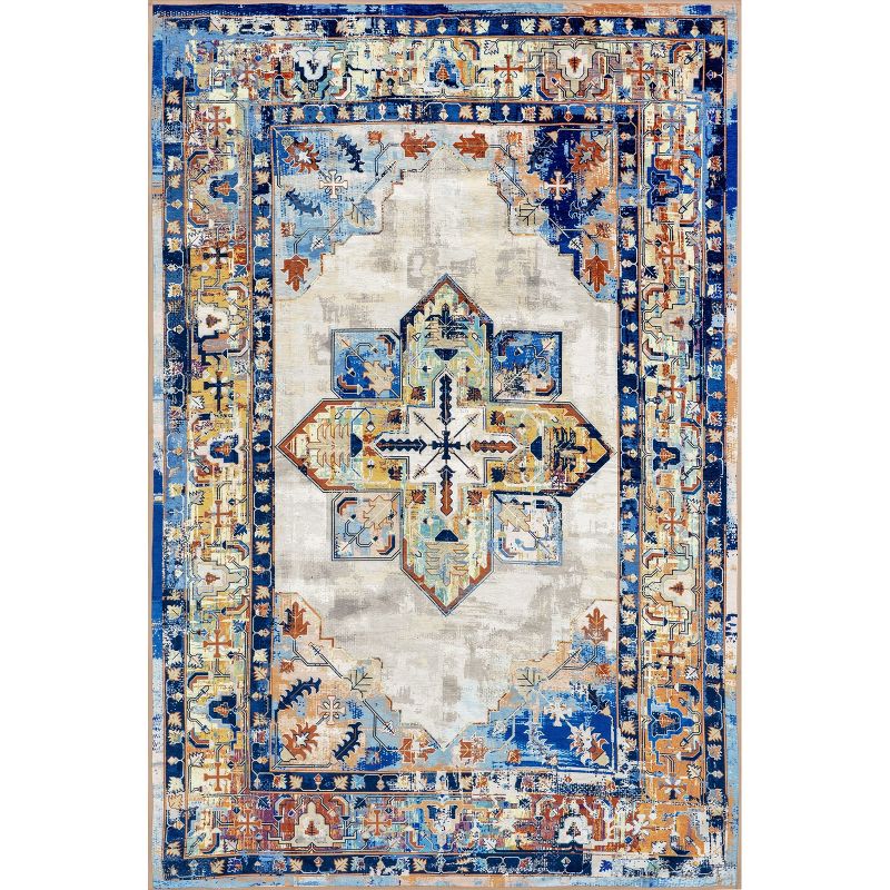 nuLOOM Abby Traditional Medallion Machine Washable Area Rug, 1 of 10