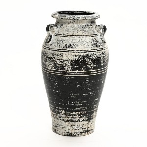 LuxenHome Vingate White and Black Ceramic 18.3-Inch Tall Urn Vase - 1 of 4