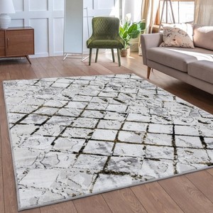 Luxe Weavers Modern Geometric Grid Area Rug, Indoor Textured Carpet - 1 of 4