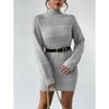 Women's Turtle Neck Bodycon Knit Dress - Long Sleeve Slim Fit Sweater Dress - 2 of 3