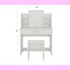 Gulches White Compact Vanity Table with Adjustable Mirror & Matching Stool - 1 Drawer + Open Shelves, Stylish Makeup Dressing Table - 3 of 4