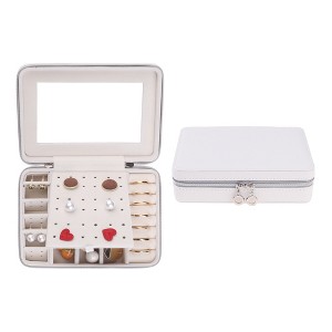 Unique Bargains Girls Travel Portable PU Leather Jewelry Organizer Case with Mirror - 1 of 4