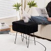 KTMBDW Vanity Stool Chair with Storage, Ottoman Faux Fur Soft Padded Makeup Footstools Seat with 4 Metal Legs for Home Entryway Bedroom - 2 of 4