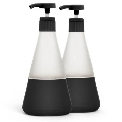 LunaLulinlk Dish Soap Glass Dispenser, Shatter Resistant, Matte Black, 2 Pack, 14 oz
