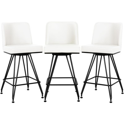 Bekrvio 26" Swivel Counter Height Bar Stools with Back-Faux Leather/Velvet Upholstered, V-Shaped Metal Legs-Modern Counter Stools for Kitchen Island