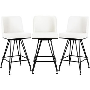 Bekrvio 26" Swivel Counter Height Bar Stools with Back-Faux Leather/Velvet Upholstered, V-Shaped Metal Legs-Modern Counter Stools for Kitchen Island - 1 of 4
