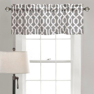 52"x18" Light Filtering Edward Window Valance Gray - Lush Décor: Geometric Pattern, Rod Pocket, Bedroom Decor - 1 of 3