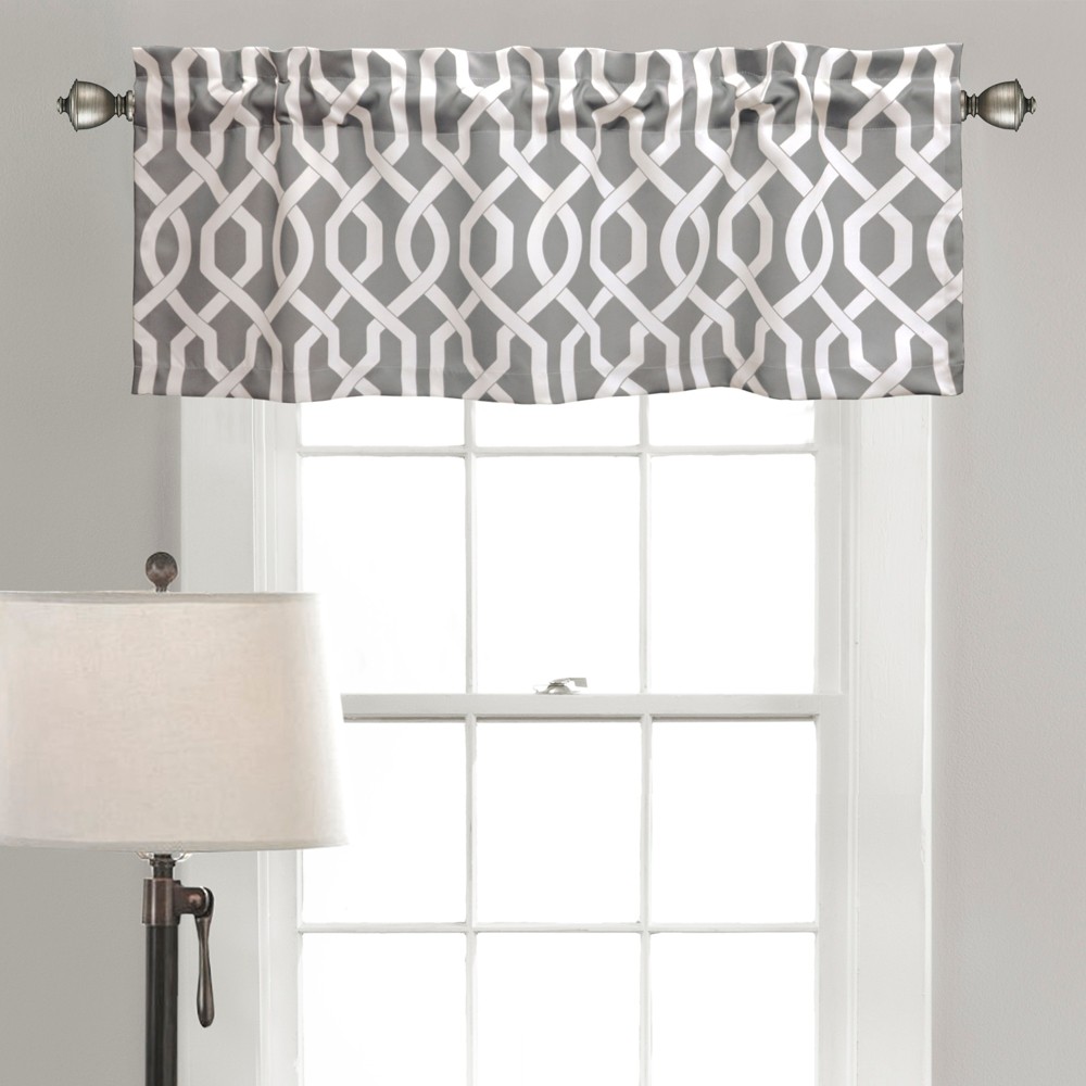 Photos - Curtain Rod / Track 52"x18" Light Filtering Edward Window Valance Gray - Lush Décor