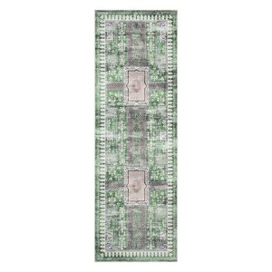 Washable Vintage Living Room Rugs,Floral Print Retro Accent Bedroom Carpet, Large Non Slip Area Rug for Kitchen Dining Room - 1 of 4