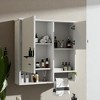 Modern Wall Mounted Bathroom Medicine Cabinet with Mirror, Over the Toilet Storage Cabinet with 2 Doors, Adjustable Shelves & Towel Bar - 4 of 4