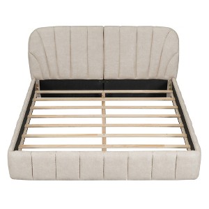 HomeRoots Beige Tufted Upholstered Queen Bed Frame - 1 of 4