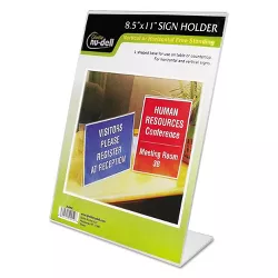 Nudell Clear Plastic Sign Holder Stand-Up Slanted 8 1/2 x 11 35485Z