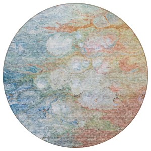 Copper Blue And Artichoke Green Abstract Washable Indoor Outdoor Area Rug - 1 of 4