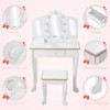 Kids Vanity with 3 Mirrors and Stool, Girls Vanity with Wood Makeup Playset, Princess Vanity Table for Toddlers - 2 of 4