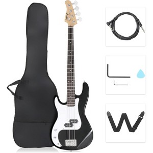 GLARRY Left Hand 4 String Electric Bass Guitar for Beginner Full Size Kit with Cable, Strap, Bag and Accessories ,Black - 1 of 4