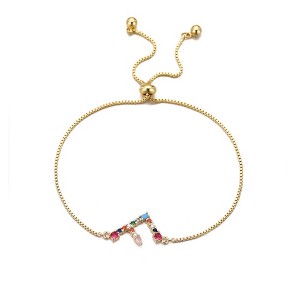 Adornia 14k Gold Plated Multi Color Stone Initial Bolo Bracelet - 1 of 1