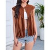 Whizmax Women's Fringe Vest 70s Denim Zip Up Jacket Hippie Sleeveless Loose Costume - 2 of 4