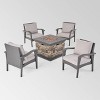 Kaula 5pc Faux Rattan Club Chair & Fire Pit Chat Set - Christopher Knight Home - 2 of 4