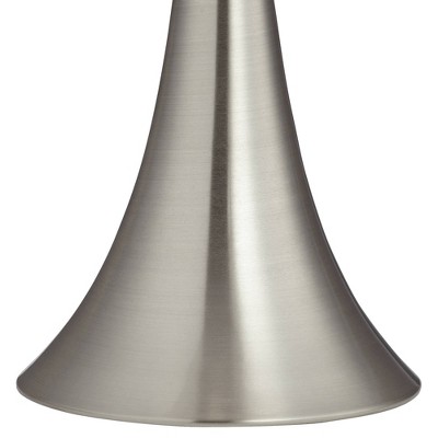 Brushed Nickel 24" Table Lamps with White Drum Shades, Set of 2